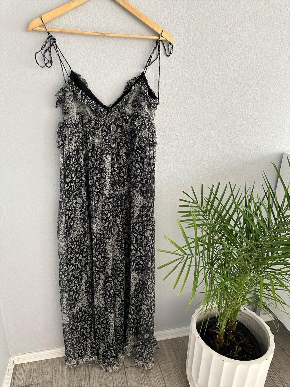 Zimmermann Black & White Printed Slip Maxi Jumpsuit